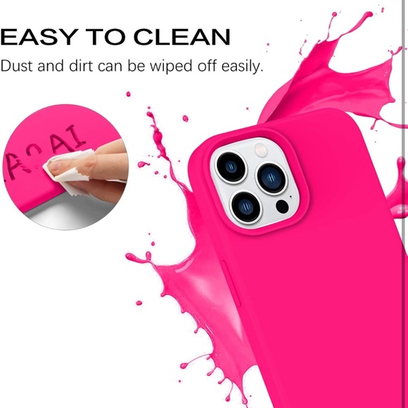 5for$10 Hot Pink iPhone 14 Pro Max Case Silicone Microfiber Lining Phone Case - Picture 6 of 7